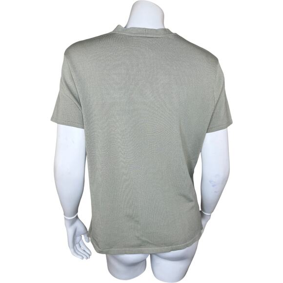 Talbots Large Petite Womens Light Olive Green Short Sleeve Stretch Top NWT - Picture 8 of 12
